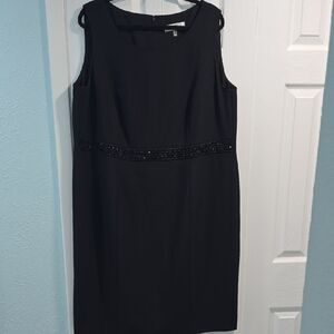 Kasper Black Midi Dress with Beaded Waist